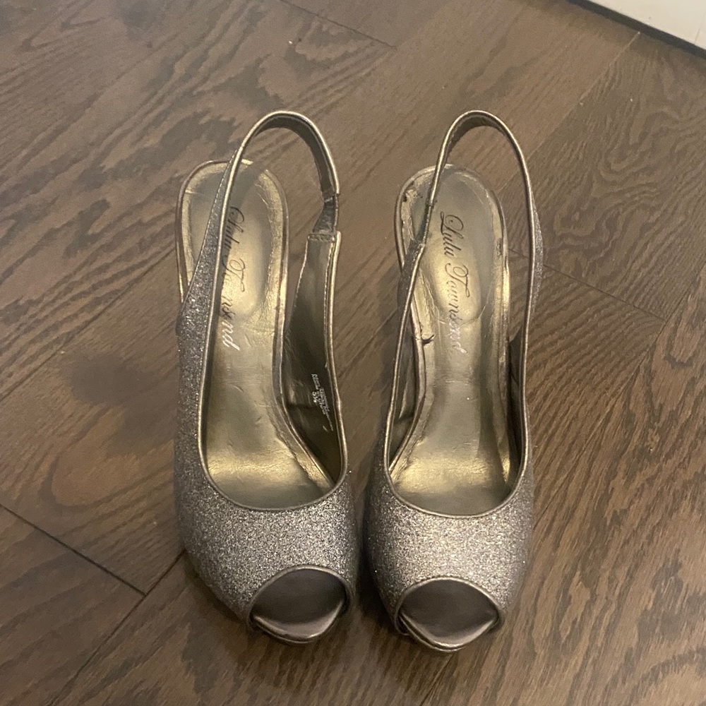 Lulu Townsend Glittering Gold Slingback Heels
